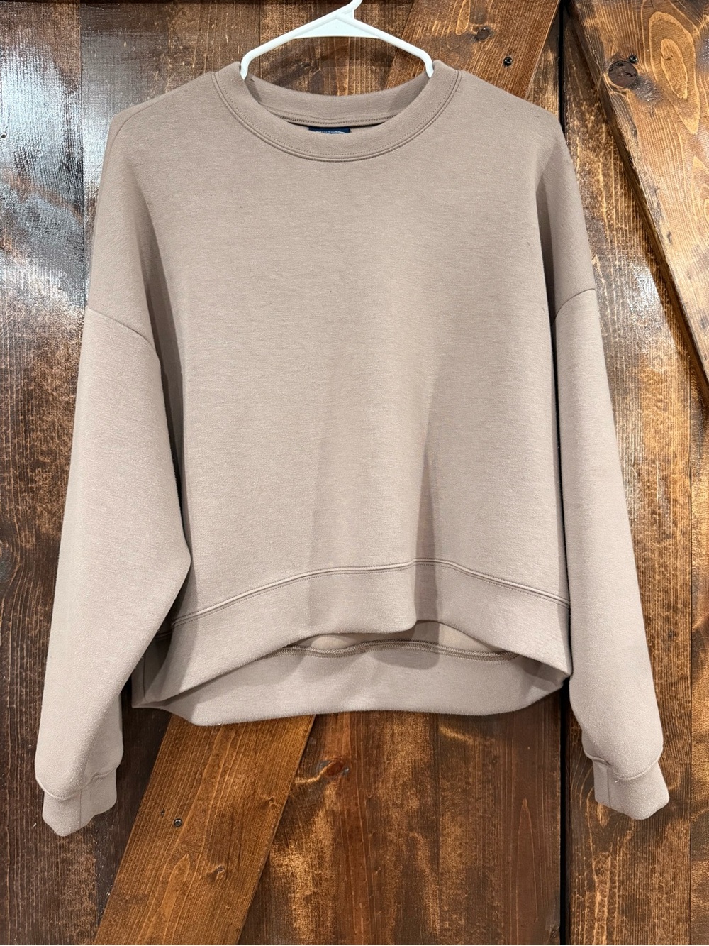 Everyday Cropped Crewneck Sweatshirt in Taupe